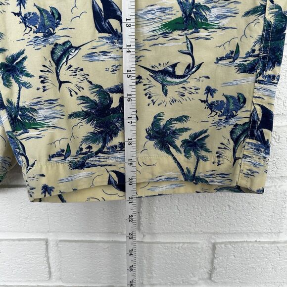 CHAPS Shorts All Over Print Marlins Boats Palm Trees Yellow Mens 36 Hawaiian - Picture 6 of 8